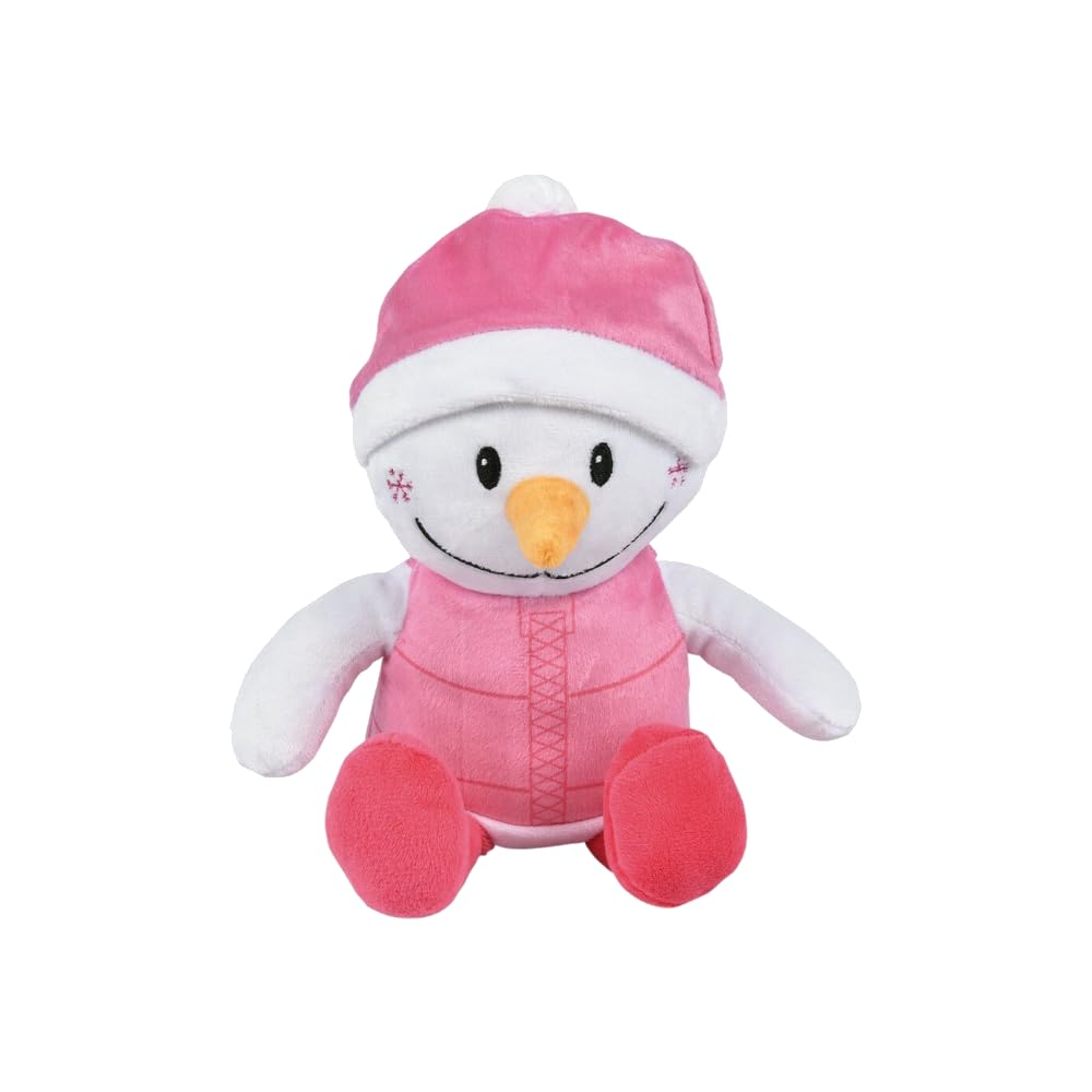 The System Sellers Winter, Christmas, Snowman, Snowball Fidget Sensory Toys for Kids, Party Favors, or Stocking Stuffers (8" Plush Snowman in Pink Jacket)