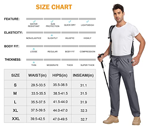 VEOBIKE Mens Outdoor Fishing Pants Lightweight Quick Dry Water Resistant Travel Drift Cargo Pants Zipper Pockets