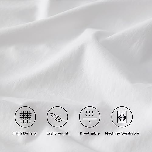 Bedsure Brushed Sheets Queen Size, 100% Cotton Sheets for Queen Size Bed, Extra Soft Pure White Sheets, Warm Bed Sheets with Deep Pocket up to 16", 4 Pieces Bedding Sheets & Pillowcases