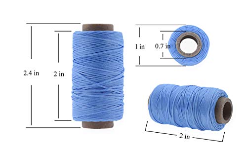 Mandala Crafts Sky Blue Flat Waxed Thread for Leather Sewing Thread - Polyester Waxed Leather Thread Waxed String - 273 Yds 150D 0.8mm Waxed Cord for Leather Stitching
