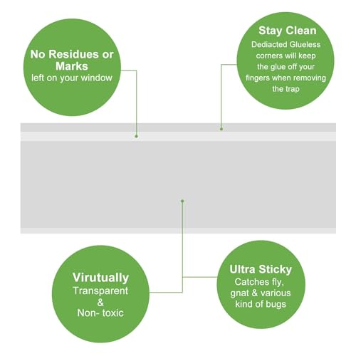 LFSYS 35 XL Pack Window Fly Traps, Fruit Fly Traps for Indoors, Fly Paper Sticky Strips, Fly Traps for Indoors Clear