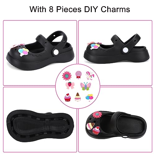 Kids Clogs Girls Mary Jane Garden Clogs Toddler Cartoon Slide Sandals Slip-on Beach Pool Water Shoes with DIY Charms Pink