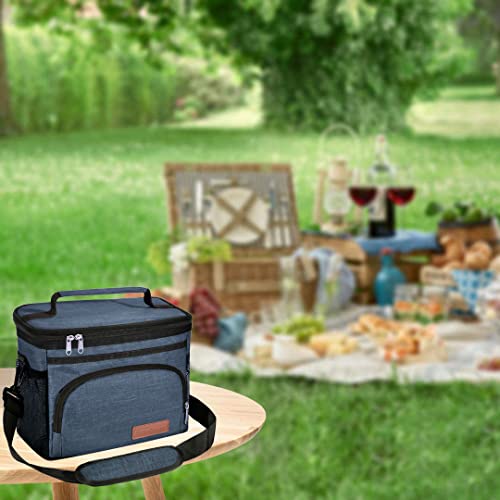 ExtraCharm Insulated Lunch Bag for Women/Men - Reusable Lunch Box for Office Picnic Hiking Beach - Leakproof Cooler Tote Bag Organizer with Adjustable Shoulder Strap for Adults