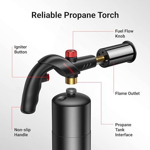 ThermoMaven Powerful Propane Torch, Kitchen Cooking Torch, Flamethrower Meater Torch Lighter, Adjustable Blow Torch for Sous Vide Searing Steak, BBQ, Grill, Charcoal Starter(Propane Tank Not Included)