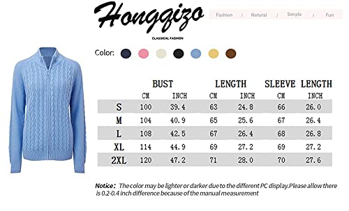 Hongqizo Womens Long Sleeve Zipper Cable Knit Coat Solid Color Sweater Cardigan Casual Knit Cardigan Knitwear