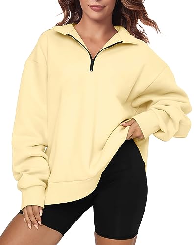 Oversized Sweatshirt for Womens Half Zip Pullover Top Casual Long Sleeve Fleece Sweatshirt Wine Red