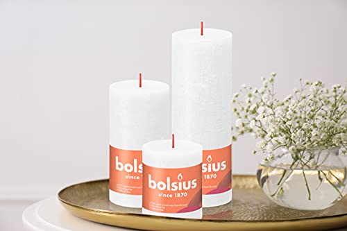 BOLSIUS 4 Pack Fresh Olive Rustic Pillar Candles - 2.75 X 5 Inches - Premium European Quality - Includes Natural Plant-Based Wax - Unscented Dripless Smokeless 60 Hour Party and Wedding Candles