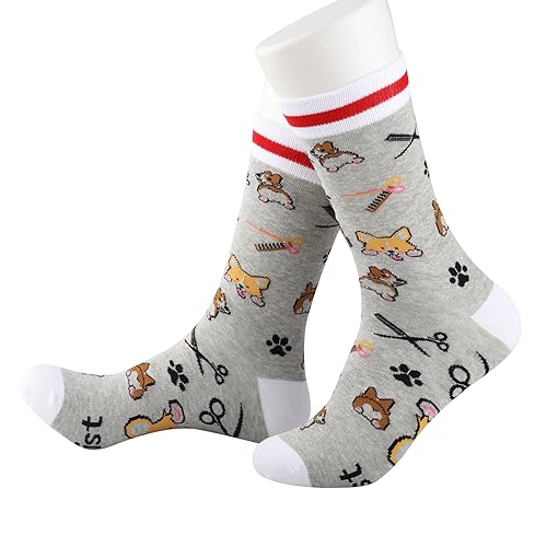 PXTIDY 2 Pairs Furologist Socks Funny Puppy Stylist Gift Cute Dog Groomer Socks Pet Grooming Gifts Furologist Gift