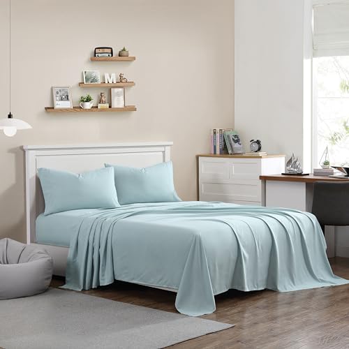 1888 Mills Twin Sheet Set – 3 Piece Bedding – Soft and Shrinkage Resistant Deep Pockets True Classic Microfiber Bed Sheet Set (Blue, Twin)