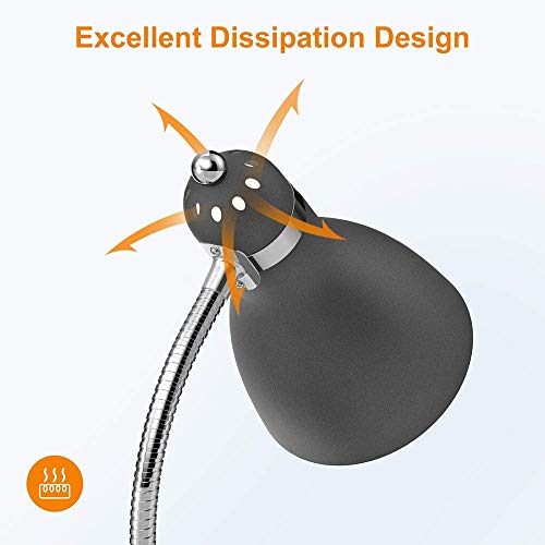 LEPOWER Floor Lamp, Metal Standing Lamp with Adjustable Gooseneck, Heavy Metal Base, Reading Pole Lamp for Office, Black Floor Lamps for Bedroom, Living Room