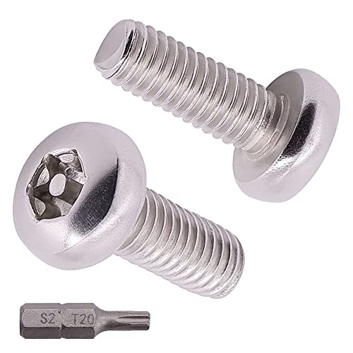 M4-0.7 x 20mm (60 pcs) Pan Head Torx Security Machine Screws Bolts, one Bit Included, 304 Stainless Steel 18/8, Tamper Resistant Screws, Full Thread, GB2672(Torx)