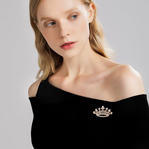 GBAHFY Crystal Rhinestone Princess Queen Crown Brooch Pin Crown Brooches for Women Crown Tiara for Wedding Party Banquet Birthday (G Silver)