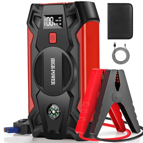Car Jump Starter, 3000A Portable Car Battery Charger for Up to 8.5L Gas & 8.0L Diesel Engines, 12V Car Jump Box with 4 Modes Flashlight, Power Bank Function, Smart Jumper Cables