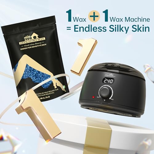 Lifestance 2.5lb Wax Beads Kit, Chamomile Hard Wax Beans For Hair Removal Brazilian Bikini Face with 30 Applicators Painless Waxing for Fine Coarse Hair Women Men Large Refill for Wax Warmers at Home