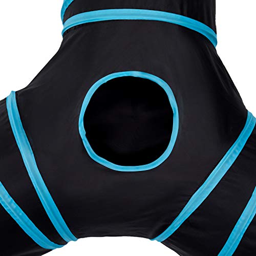 Tempcore Pet Cat Tunnel Tube Cat Toys 3 Way Collapsible, Cat Tunnels for Indoor Cats，Kitty Tunnel Bored Cat Pet Toys Peek Hole Toy Ball Cat, Puppy, Kitty, Kitten, Rabbit Black