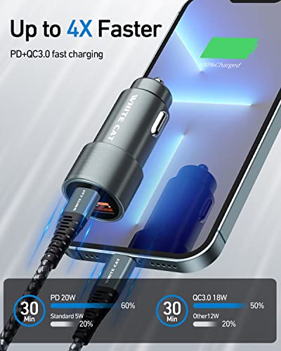 USB C Car Charger 38W Car Charger Adapter Fast Charging,Type C Car Charger Apple Car Charger with 3.3ft Type C to Lightning Cable for iPhone 14/14 Pro/14 Pro Max/14 Plus/13/12/11/XS/XS Max/XR/X