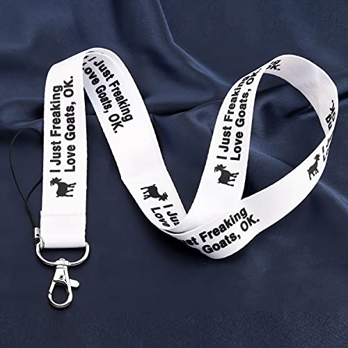 LQRI Goat Farmer Gifts Goat Lanyard ID Holder Keychain Clip I Just Freaking Love Goats OK Holder Funny Goats Lovers Gift Pet Goat Gift Crazy Goat Lady Gift(lanyard)