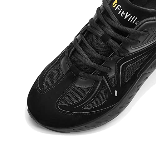 FitVille Women's Extra Wide Walking Shoes Wide Width Sneakers for Flat Foot Plantar Fasciitis Heel Pain Relief - Rebound Core All Black
