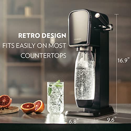 SodaStream Art Sparkling Water Maker Bundle in Black - includes CO2, Carbonating Bottle, and bubly 6-Flavor Variety Pack