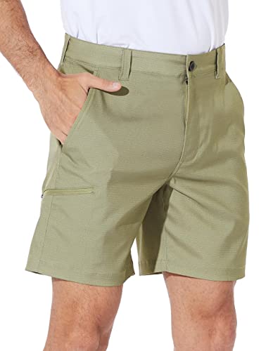 PULI Stretch Golf Shorts Mens Hybrid Dress Shorts 7'' Hiking Travel Lightweight Quick Dry Casual with Pockets Washed Red 32