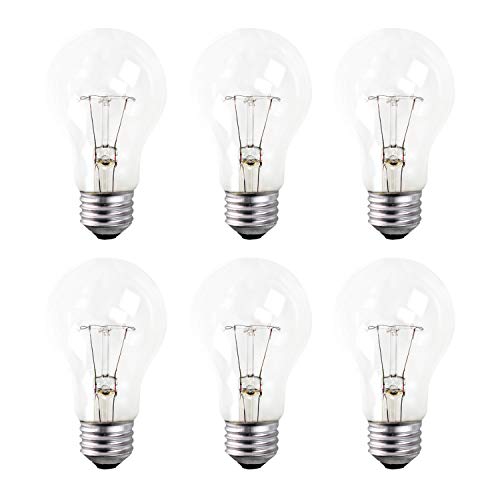 Xtricity A19 Clear Incandescent Rough Service Light Bulb, 100 Watt, 2700K Soft White, E26 Medium Base, 1020 Lumens, 130V (6 Pack)