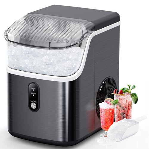 COWSAR Nugget Ice Makers Countertop, Soft Chewable Crushed Ice Maker Machine, Portable Pebble Ice Maker Countertop, 34Lbs/Day, Self-Cleaning, One-Button Operation Ice Machine for Home Kitchen Party