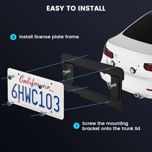 Rear License Plate Frame Bracket Holder Mount for 2005-2023 BMW 1/2/ 3/5 / 6/ X Series, 328i 323i 528i M3, 2002-2019 Mini Cooper 51187160607 511882380615 51188238061 Screws