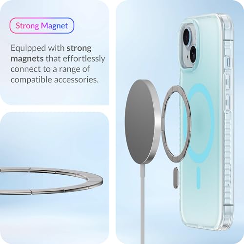 LONLI Hue - for iPhone 15 Case [Compatible with Magsafe] - Frosted Blue - [10FT Drop Protection] [4 Airbag Cushioned Corners] - Cute, Unique and Aesthetic (2023)