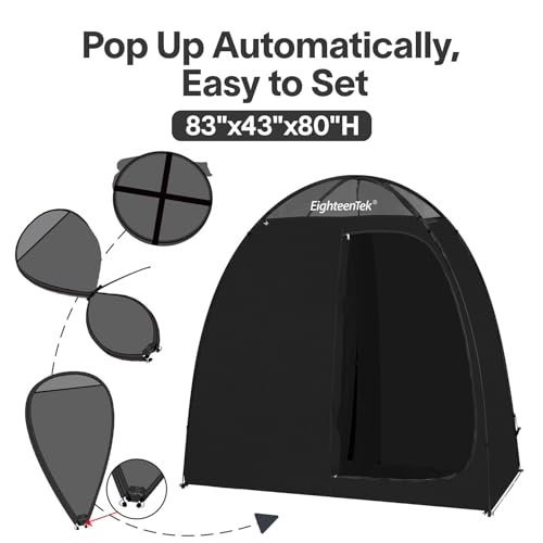 EighteenTek Camping Shower Tent Changing Room with Fixed Floor 2 Rooms and Doors Outdoor Pop Up Camping Toilet Portable Privacy Dressing Shelter with Carry Bag 83"x43"x80" (2 Rooms+1 Door)