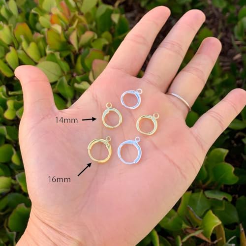 20pcs Adabele Hypoallergenic Dangle Tarnish Resistant 14mm Round Hoop Huggie Earring Hooks Open Ring Ear Wire 18K Yellow Gold Plated Brass for DIY Earrings Jewelry Making BF263-1