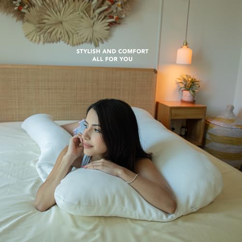 Pharmedoc Pregnancy Pillows, U-Shape Full Body Pillow - Solid – Removable Jersey Cover - Grey – Pregnancy Pillows for Sleeping – Body Pillows for Adults, Maternity Pillow and Pregnancy Must Haves