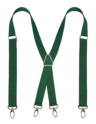 Alizeal Solid Skinny Suspenders X Shape for Men with 4 Clips, Olive Green