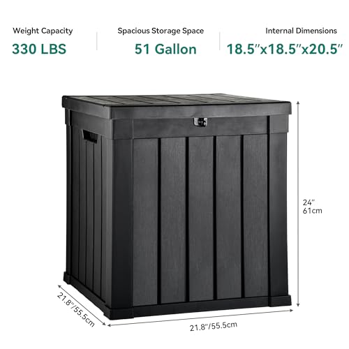 YITAHOME 31 Gallon Resin Deck Box Outdoor Storage Box and Waterproof Package Delivery Box with Lockable Lid for Patio Furniture, GardenTools, Pool Supplies, Black