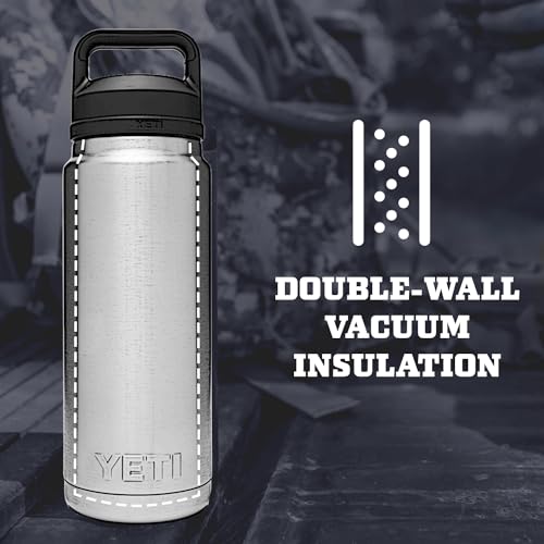 YETI Rambler 26 oz Bottle, Vacuum Insulated, Stainless Steel with Chug Cap, Black