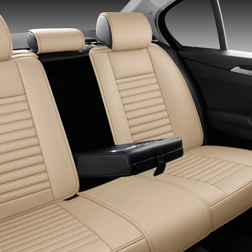 CHOCMONS Full Coverage Front Set Seat Covers with Waterproof Leather,Lumber Support and Airbag Compatible,Universal Fit for Most SUVs, Trucks,and Sedans in Automotive Seat Covers