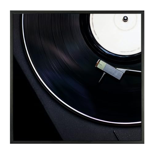 Golden State Art, Aluminum Album Frame Display 12.5x12.5 Vinyl Record, Brushed Metal Finish Records Frames, Acrylic Glass Front, for 12'' Album cover (1 Pack Black)