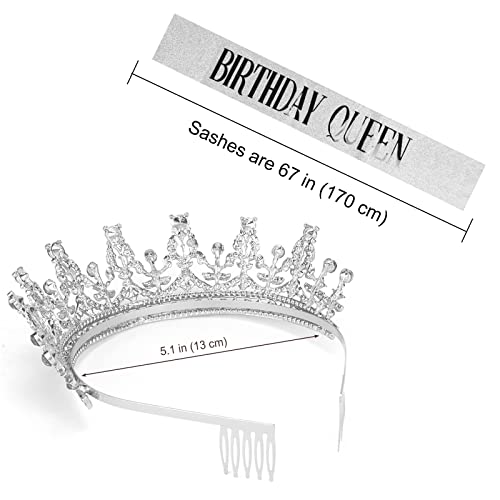 COCIDE Birthday Tiara and Crown for Women, Sash for Girls, Decorations Set, Rhinestone Headband, Crystal Hair Accessories, Party Hair Band, Cake Toppers
