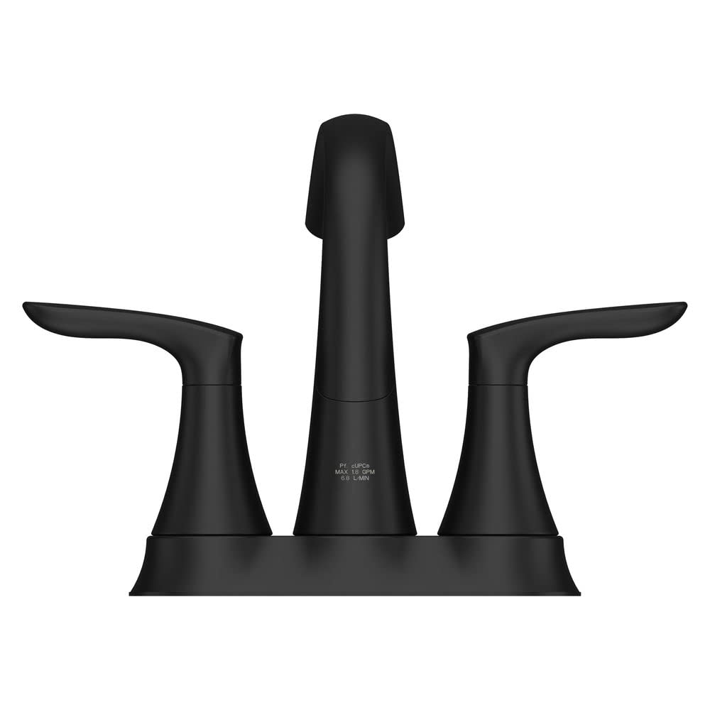 Pfister Weller Bathroom Sink Faucet, 4-Inch Centerset, 2-Handle, 3-Hole, Matte Black Finish, LG48WRPB
