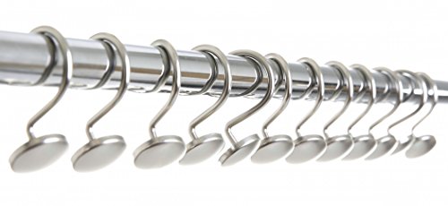 BINO | Shower Curtain Hooks - Brushed Nickel - Set of 12 | Hooks Shower Curtain | Shower Curtain Rings Hooks | Rust Proof Shower Curtain Hooks | Bathroom Shower Hooks For Curtain | Bathroom Essentials