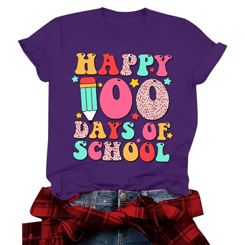 Today's Deals 100 School Shirts Over Stock Clearance Deals Prime Only Frée Delivery Amázon Deals Today Clearance Prime Amázon Haul Items Under 20 Women's Short Sleeve Tops,A1-Purple,Medium