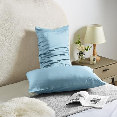 Silk Pillow Cases 2 Pack Mulberry Silk Pillow Cases Soft Breathable Both Sided Natural Silk Pillowcase with Zipper Beauty Sleep Silk Pillow Cases for Gift(King,Green)