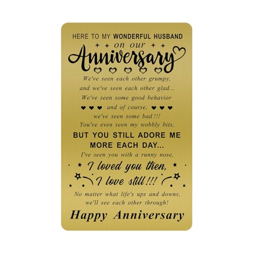 ENGZHI Husband Anniversary Card from Wife, Mens Wedding Anniversary Card Gifts for Him, Copper Wallet Card