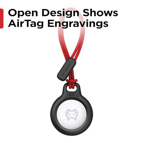KeySmart AirClip Apple Airtag Keychain Holder - Twist and Lock Air Tag Holder, Includes Loop Strap and Black Key Ring (Black, 1 Pack)