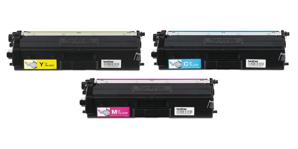 Brother TN433C, TN433M, TN433Y (TN-433C, TN-433M, TN-433Y) Cyan, Magenta and Yellow Color Toner Cartridge Set