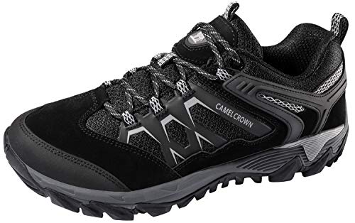 CAMEL CROWN Hiking Shoes Men Breathable Non-Slip Sneakers Lightweight Low Top for Outdoor Trailing Trekking Walking 12 Grey