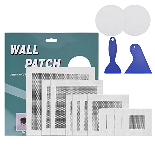 BAYTORY 15Pcs Drywall Patch Repair Kit, 2/4/6/8 inch Aluminum Plate Self-Adhesive Fiberglass Mend Wall Holes, Quick Repair for Ceiling Plasterboard Dry Wall Hole Covering Patches Kits