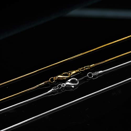 Forise 24 Pcs Gold Plated and Silver Plated 1.2 mm Snake Chains Necklace with Lobster Clasps for Jewelry Making,18 Inch and 20 Inch