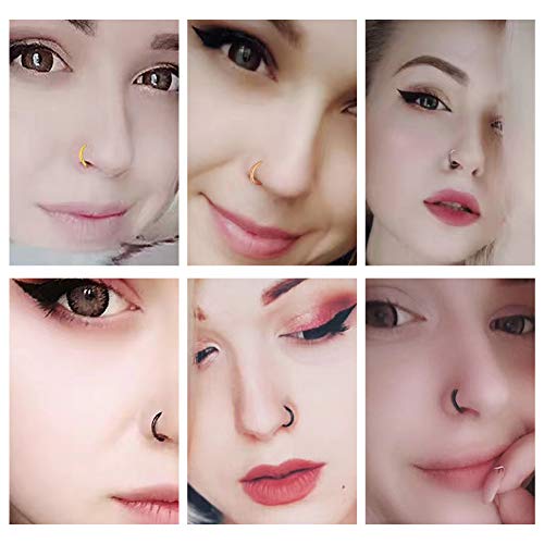 WBRWP 4Pcs 18G(1.0MM) Seamless 316L Stainless-Steel Piercing-Ring Hinged Nose-Rings-Hoop: Womens Body Pierecing Ring Rook Earrings 6mm 8mm 10mm 12mm(each dia 1 pc) Blue