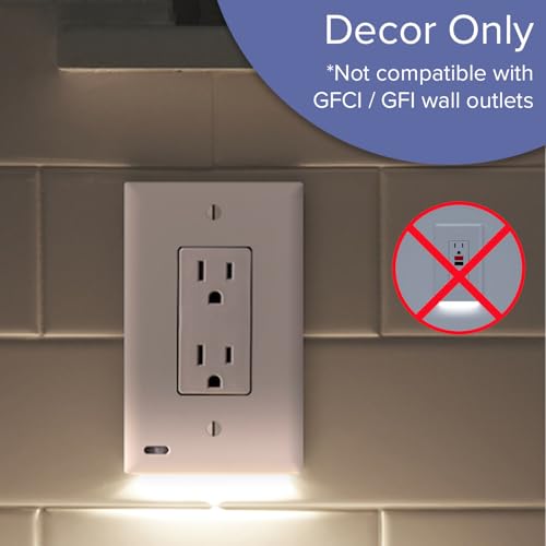 4 Pack - SnapPower GuideLight 2 for Outlets [for Standard Decor, Not GFCI outlets] - Night Light - Electrical Outlet Wall Plate with LED Night Lights - Automatic On/Off Sensor - (Décor, Black)