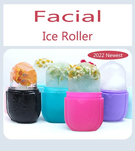 Ice Roller for Face and Eye, Ice Face Roller,Facial Beauty Ice Roller Skin Care Tools, Ice Facial Cube, Gua Sha Face Massage, Silicone Ice Mold for Face Beauty (Blue)